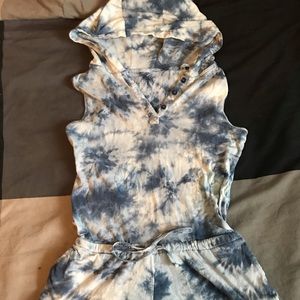 Casual Tie-Dye Romper with Pockets